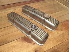 Vintage Edelbrock Curved Script Finned Valve Covers SBC Chevy Chevrolet picture