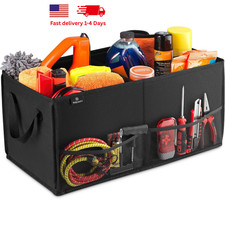 Heavy Duty Car Trunk Organizer 2 Compartment Foldable Storage Bag for SUV Sedan picture