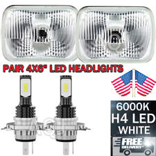 4X6 Stock Glass Lens / Metal Headlight 6000k 6k LED HID Light Bulb Headlamp Pair picture