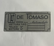 Data Plate De Tomaso Automobili identification picture