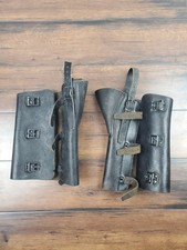 Vtg 1964 Swiss Army 11 Black Leather Gaiters Quenzer Motorcycle Military Camping picture