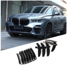 14PCS ABS Gloss Black Front Center Grill Gtille Trim Strips For BMW X5 2019-2022 picture