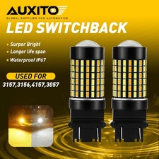 2PCS 3157 4157 3156 SMD LED White Amber Switchback Turn Signal DRL Light AUXITO picture