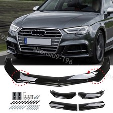 4Pcs Glossy Black Front Bumper Lip Spoiler Splitter For Audi A3 S3 2017-2020 picture