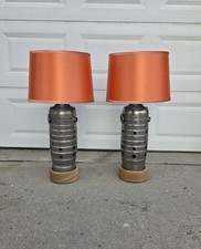 Pratt & Whitney JT8D Combustion Chamber Table Lamp Set Pair Boeing Airplane picture