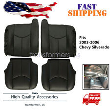 Fits 2003 2004-2006 Chevy Silverado 1500 2500 HD Front Leather Seat Cover Black picture