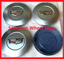 4X 2015-2020 CADILLAC ESCALADE WHEEL CENTER CAP SILVER FINISH COLORED LOGO picture