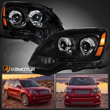 Fits 2007-2012 GMC Acadia Black Halogen Projector Headlights Lamps Left+Right picture