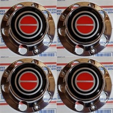 4ps 1980-1996 BRONCO F150 F-150 VAN Wheel Hub Center Cap CHROME RED New w/ Screw picture