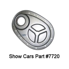 348 409 58 64 65 CHEVY STEEL TIMING CHAIN COVER WITH LOW PERF TIMING TAB U.S.A. picture