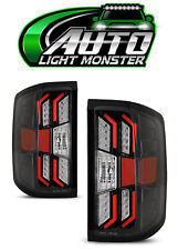 For 14-16 CHEVY SILVERADO LED TAIL LIGHTS - (GLOSS BLACK / CLEAR & RED GLOW BAR) picture