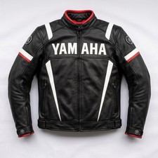 Men’s Yamaha Leather Motorcycle Motorbike Racing Riding Jacket picture