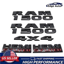 For 2013-2018 RAM 1500 5.7 Liter HEMI 4X4 Fender Tailgate Emblem Gloss Black picture