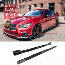For Infiniti Q50 Sedan 2014-2024 Gloss Black Side Skirts Extension Rocker Panel picture