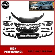 Fits 2022-2024 Honda Civic Front Upper & Lower Grille Kit W/ Fog Light & Bracket picture