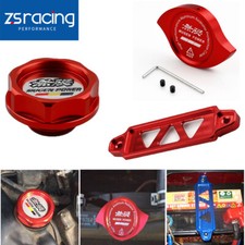 Red JDM Mugen Oil Filler Cap + Radiator Cap + Battery Tie Down picture