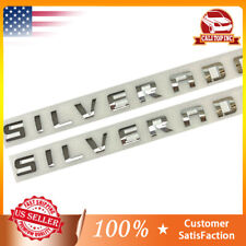 2PC CHROME SILVERADO FOR CHEVY DOOR BADGE CHEVROLET NAMEPLATE LETTERS EMBLEM picture