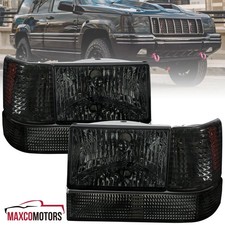 Smoke Headlights+Bumper Corner Signal Lamps Fits 1993-1996 Grand Cherokee 93-96 picture