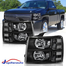 For 2007-2013 Chevy Silverado 1500 2500HD Black Housing Headlights Left & Right picture