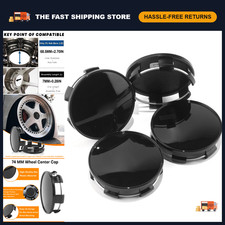 4Pcs Glossy Black Wheel Center Caps 74mm Hubcaps ABS Plastic Replacement Cover picture