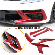 Red Real Carbon fiber Car Front Bumper Side Grille Cover Set For Corvette C8 20+ picture