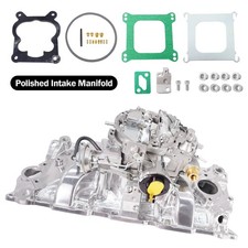 Carburetor 1904R & Polished Intake Manifold For Chevy 305 350 Engine 4 Barrel picture
