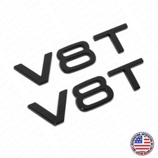 2x Audi Gloss Black V8T Side Fender Marker Letter Nameplate Emblem Badge Sport picture