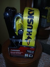Husky 27ft x 2in Heavy-Duty Ratchet Tie Down Double Flat&J Hook 3333lb Work Load picture