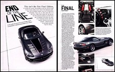 2010 2011 Dodge Viper Final Edition Original Car Review Print Article J477 picture