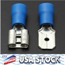 Blue 6.3mm Male & Female Spade Connectors Insulated Wire Crimp Terminals 200PCS picture
