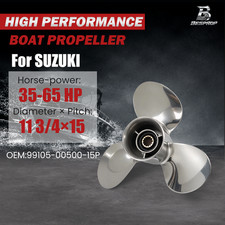 Boat Propeller 11 3/4x15 For Suzuki Outboard DF35-65HP  Stainless Steel picture
