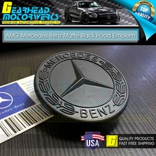 AMG Front Hood Emblem Matte Black Flat Laurel Wreath Badge Mercedes Benz 57mm C picture