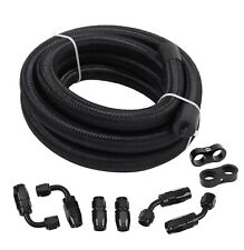 6AN 8AN 10AN 12AN Fuel Line Kit Nylon Braided Hose Fitting Kit CPE 10FT Black picture