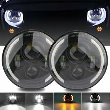 DOT Pair 7 Inch LED Headlights Halo Angle Eye For Jeep Wrangler JK TJ CJ LJ  picture