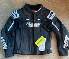 Men’s Leather Motorcycle Racing Jacket Large 42 Track Motorbike Black CE 2 Armor picture