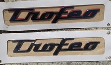 Genuine Maserati Trofeo Fender Badges Set Of 2 Chrome With Red OEM picture