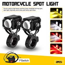 2X Motorcycle LED Headlight Fog Driving Spot auxiliary Light Lamp White Yellow picture