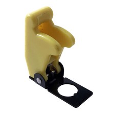 (2) Yellow Flip Up Toggle Switch Guard Safety Cover - Aircraft Style - UK Made picture