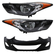 Front Bumper Cover +Headlights Assembly For 2011 2012 2013 Hyundai Elantra picture