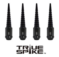 16PC TRUE SPIKE 112MM 12X1.5 STEEL LUG NUTS W/ BLACK EXTENDED SPIRAL SPIKES C picture