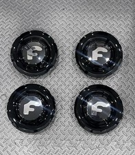 4 pcs Set BLACK Forgiato Floating Center Caps XL Hubcap Rim 7.2” picture