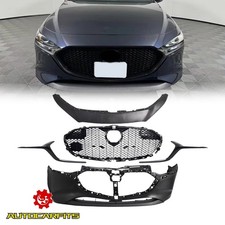 For 2019-2025 Mazda 3 Hatchback Front Bumper Kit + Grille Trim Gloss Black picture