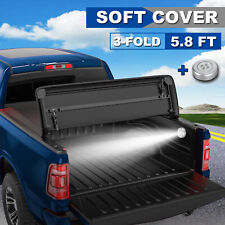 3-Fold 5.8FT/5.7FT Soft Truck Bed Tonneau Cover Waterproof For 2009-21 Dodge Ram picture