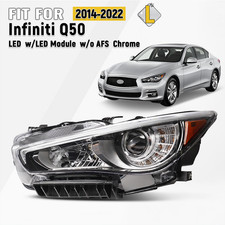 For 2014-2022 Infiniti Q50 LED Headlight w/o AFS Chrome w/LED DRL Driver Side picture