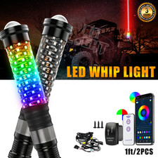 Pair 1FT Fat LED Whips Spiral RGB w/Laser Lights For Can Am Maverick X3 UTV ATV picture