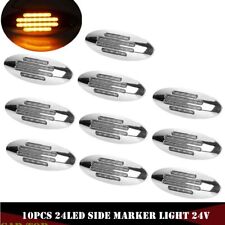 10 x Amber Thin Side Marker Lights Clearance 24 LED Chrome For Freightliner 12V picture