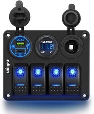 Nilight 4 Gang Rocker Switch Panel Waterproof Pre-Wired Aluminum Panel picture