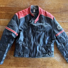 Rare Vintage Fieldsheer Leather Motorcycle Jacket Black And Red GPz Size 44 picture