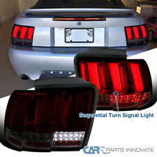 Fits 99-04 Ford Mustang Red Smoke LED Sequential Turn Signal Tail Brake Lights picture
