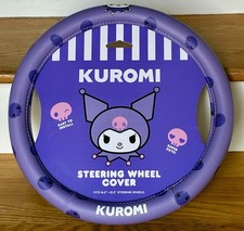Sanrio Kuromi Car Steering Wheel Cover Kawaii Purple Logo Design Fits 14.5-15.5” picture